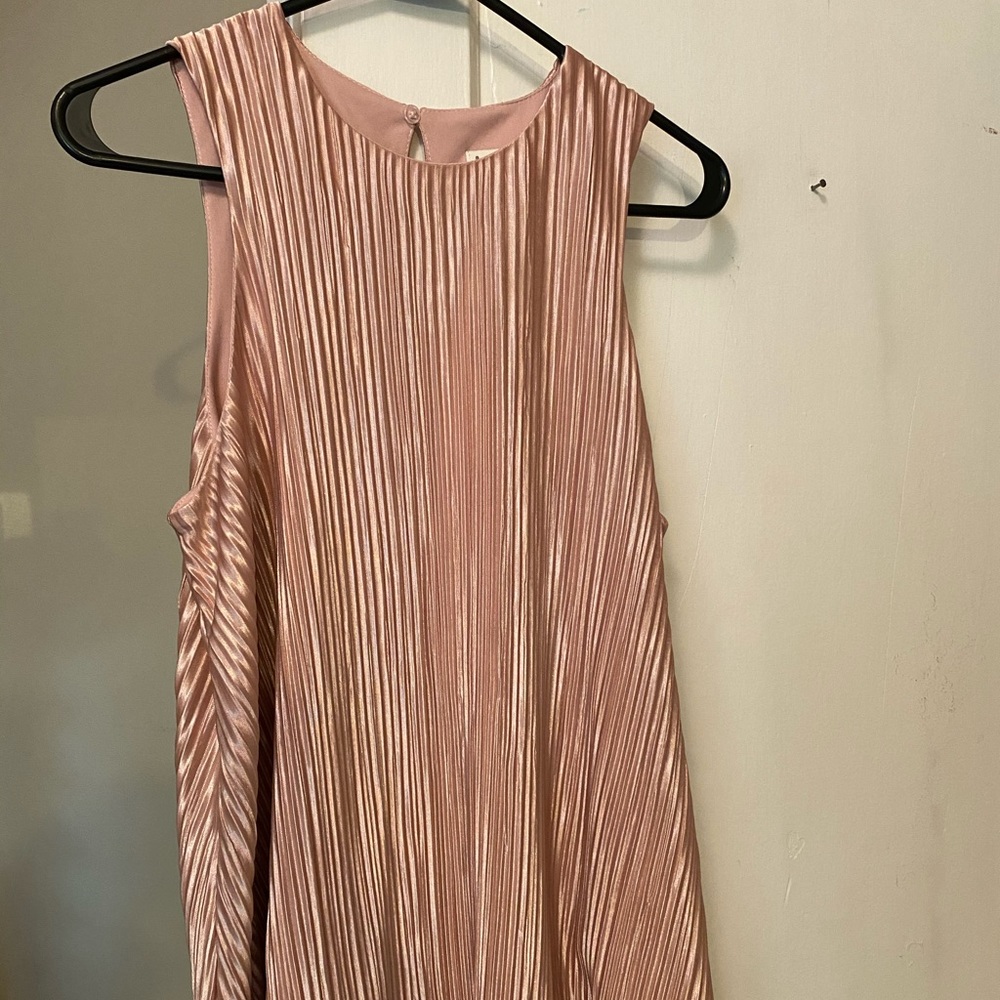 Pink shiny pleat blouse
